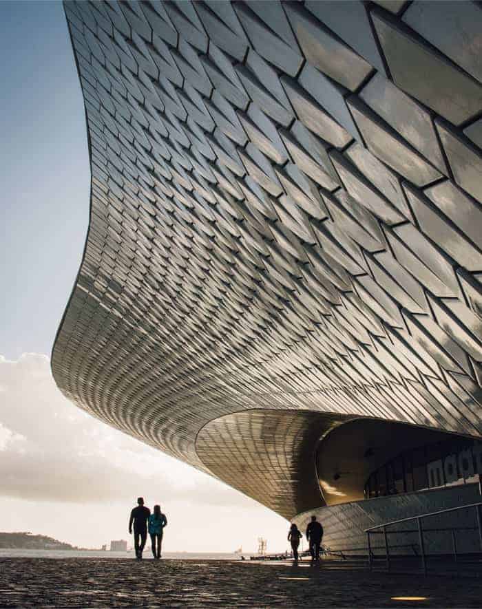 People and modern building